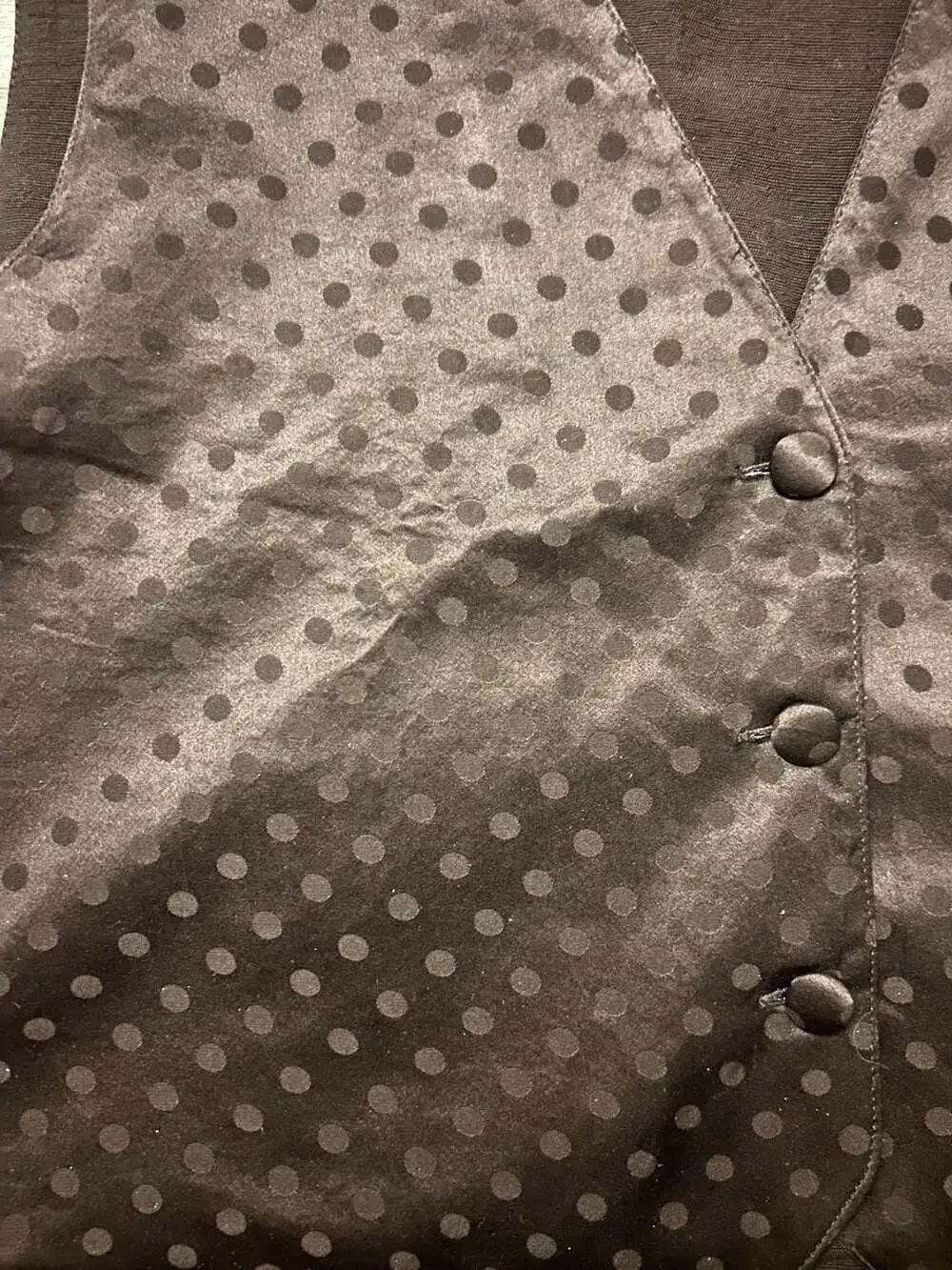Khaisilk Men’s or Women’s Black Polka Dot Silk Vest Size L